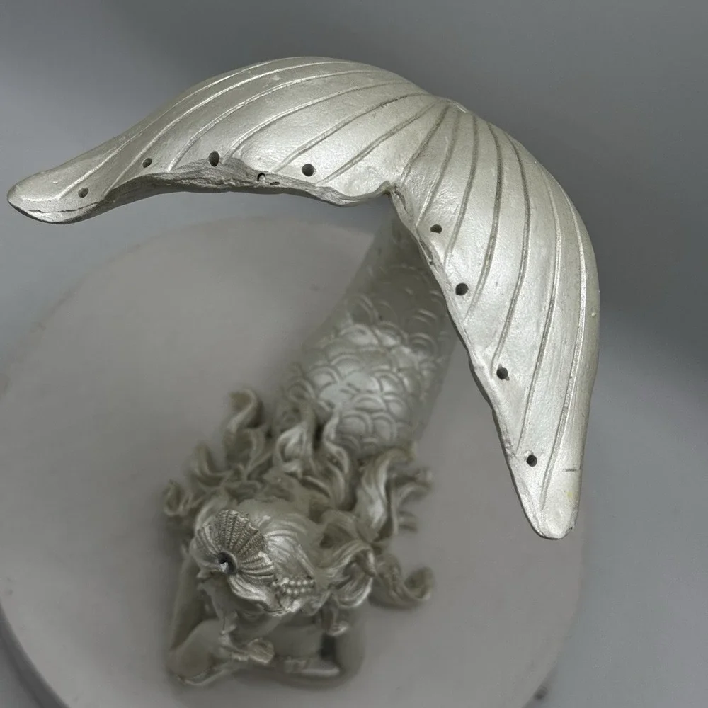 Mermaid Earring Holder Vanity Display Pearl Opalescent Nautical Fantasy Fin Tail